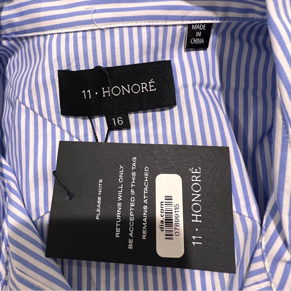 New 11 Honore Striped Amena Shirtdress Sz 16 Long Sleeve Midi Cotton Shirt Dress - Picture 8 of 8